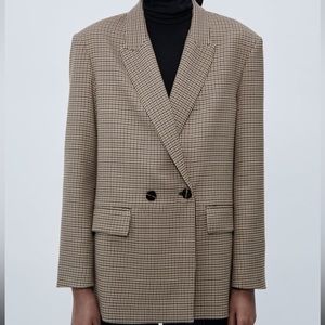 BNWT ZARA houndstooth double breasted blazer